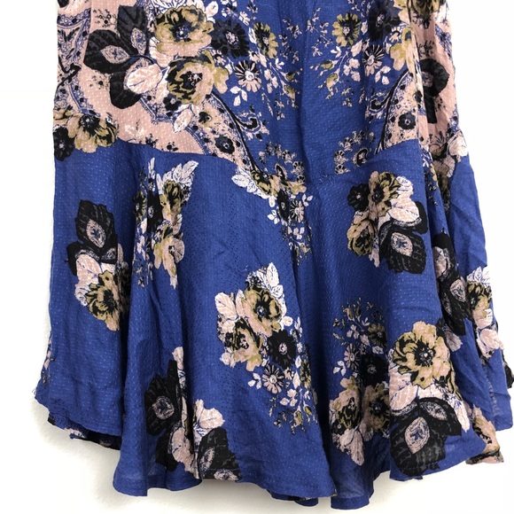 Free People Blue Floral Ruffle Hem Dress - Picture 3 of 7